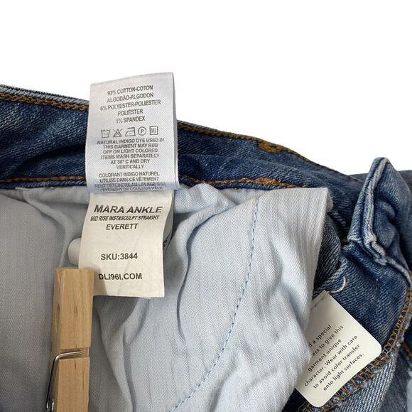 DL1961 Mara Straight Ankle Jeans Size 27 w/ Frayed Hem Side Seams 26" Inseam - Picture 8 of 11
